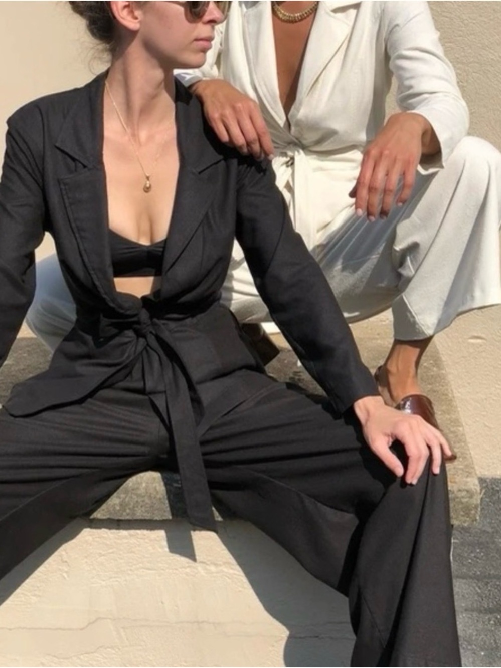 Na Nin Beau Raw Silk Belted Blazer